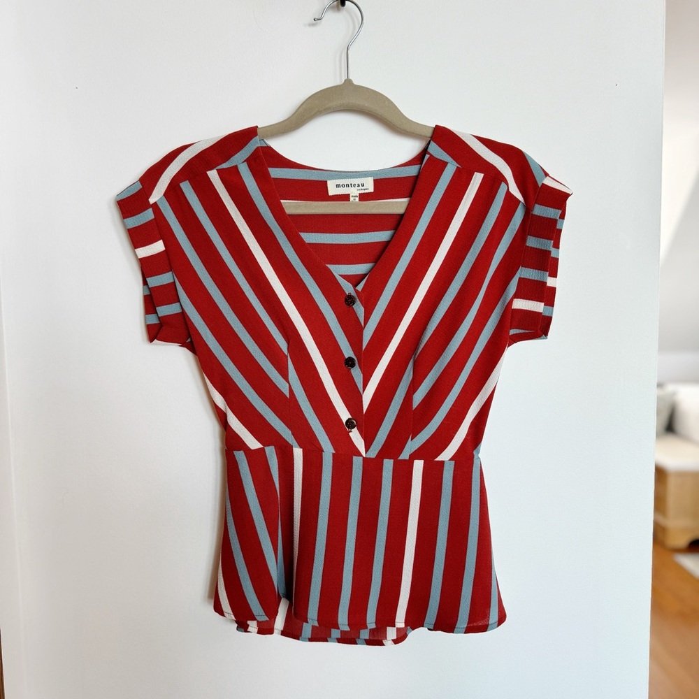 Women's Red Striped Top by Maeve